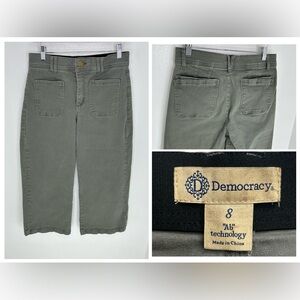 Democracy Ab Technology Wide Leg Cropped Jeans Size 8 Olive Green Denim‎ 30x24